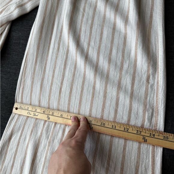Aerie Two-Piece Set – Striped Button-Down Shirt L High-Waist Wide-Leg Pants M - Picture 13 of 16